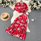 Floral Womens Cross V Neck Strap Crop Top And High Waisted Flared Skirt Two Piece Set