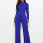 Round Neck Long Sleeve Wide Leg Jumpsuit