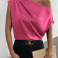 Women's Fashion Diagonal Collar Pinch Pleated Asymmetric Vest