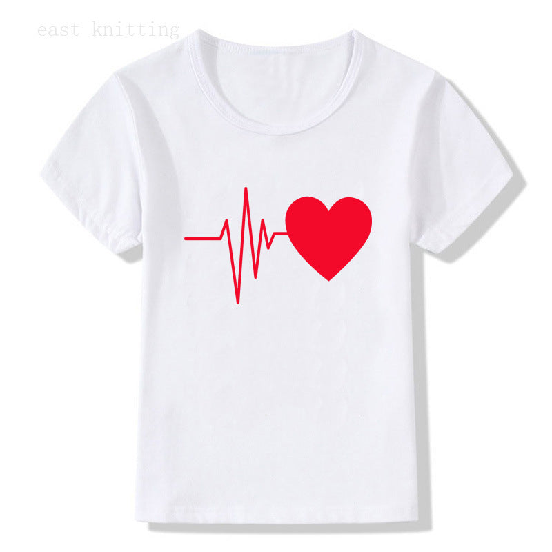 Cute heartbeat short sleeve T-shirt