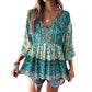 Women's Fashion Casual Temperament Printed V-neck Top