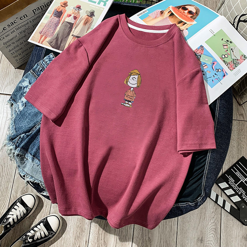 Korean style loose all-match cec half sleeve t-shirt