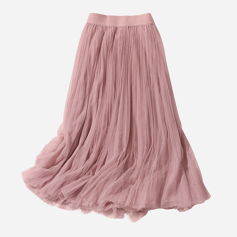 Women's solid color pleated skirt