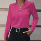 Commuter Women's Shirt Versatile Simple Solid Color Long Sleeve Mid-length Plus Size