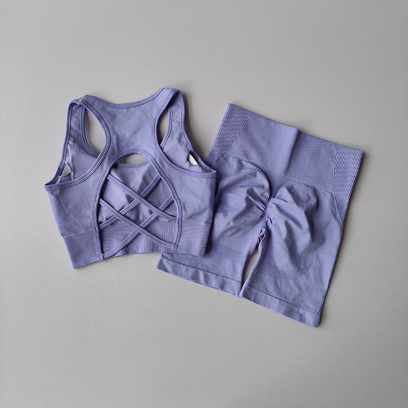 Quick-drying Sports Suit Women's Seamless Yoga Suit Yoga Clothes Shorts Two-piece Set