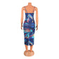 Fashion Digital Print Suspender Dress
