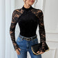 Retro-style And Elegant Half-high-neck Lace Bodysuit
