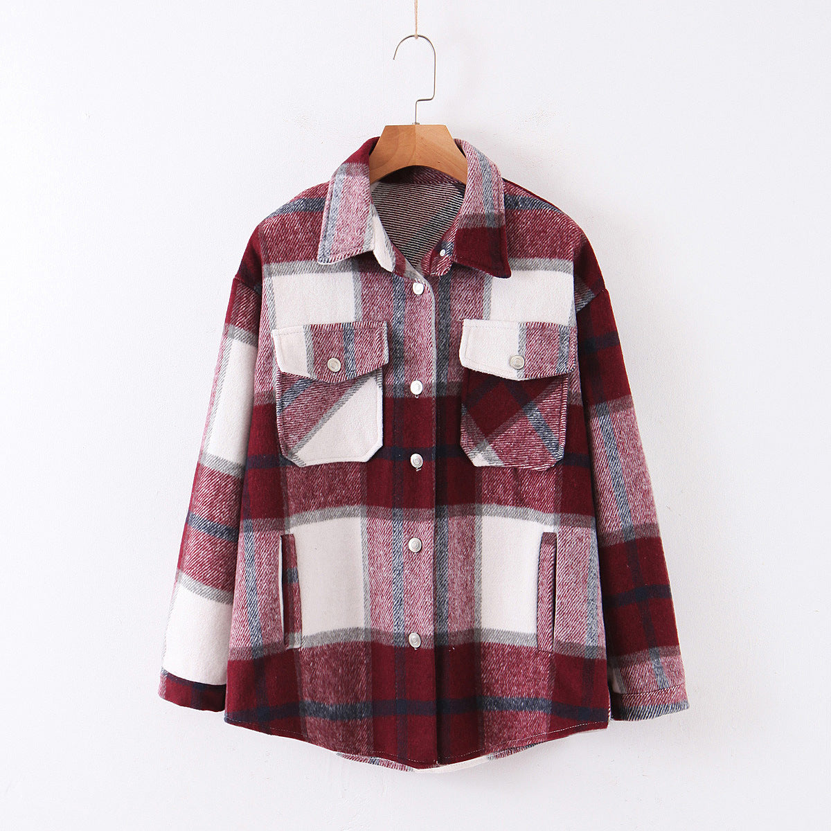 Loose check shirt with chest pocket