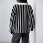 Autumn And Winter Unisex Style Vertical Stripes Lapel Knitted Pullover Sweater Women