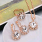 Europe And The United States Personalized Water Drop Color Diamond Necklace, Earrings, Rings Set, Shiny High-end Bridal Jewelry Wholesale