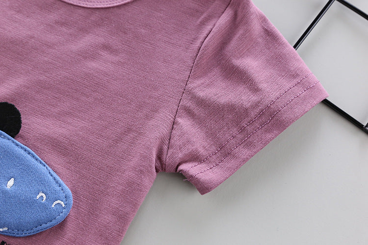 Baby Short-sleeved Cartoon Cotton Dinosaur Two-piece Suit