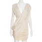 Deep V Neck Asymmetrical Sleeveless Slim Fit Pleated Sheath Dress