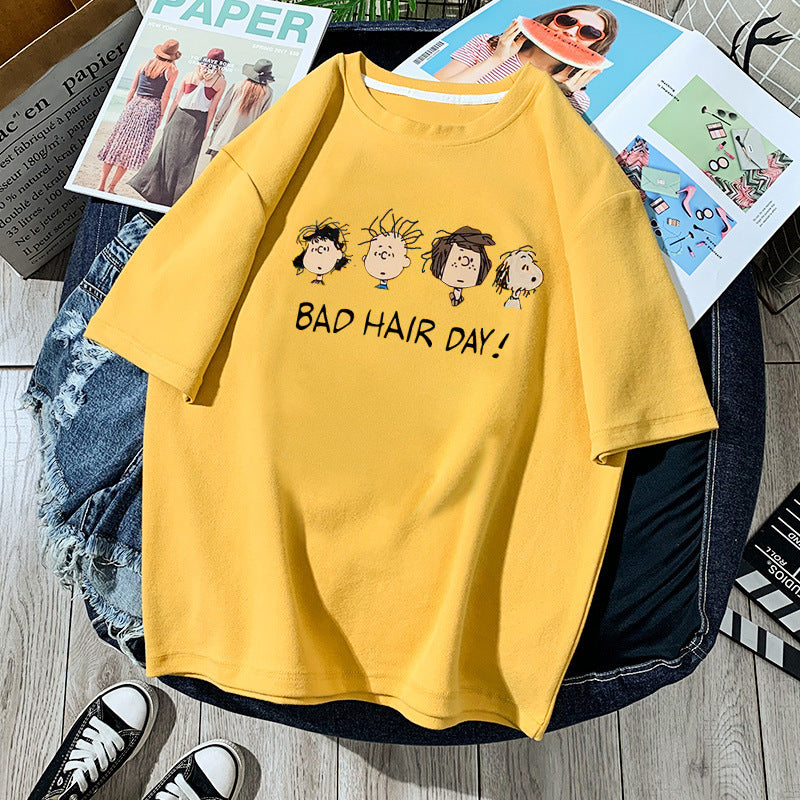 Korean style loose all-match cec half sleeve t-shirt