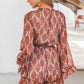 New style holiday one-piece Ruffle Print Long Sleeve V-neck Jumpsuit