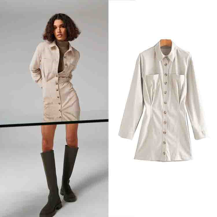 Long sleeve suede dress