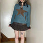 Antique Star Embroidered Color Matching Loose Long Sleeve