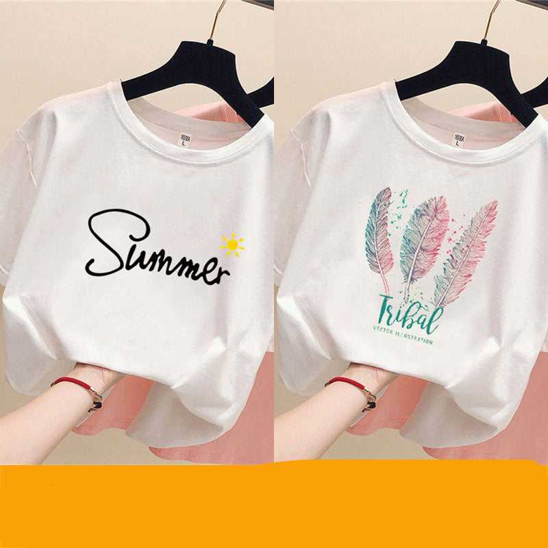 Women's loose ins trendy white short-sleeved t-shirt