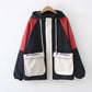 Contrasting hooded loose and thin student casual jacket