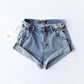 Short en jean taille haute pour femme, taille élastique, revers à la taille, pantalon à jambes larges, short ample, nouvelle version coréenne rétro