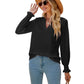 Women's Fashion V-neck Solid Color Hollow Ruffle Sleeve Loose Long Sleeve Top