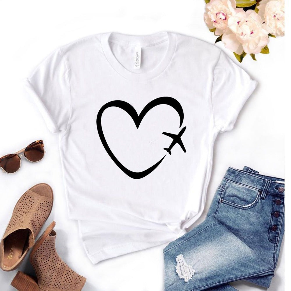 T-shirt décontracté à manches courtes avec grand imprimé graphique creux