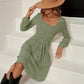 Women's Casual Fashion Loose Solid-Color Ribbed Long-Sleeve Dress