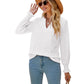 Women's Fashion V-neck Solid Color Hollow Ruffle Sleeve Loose Long Sleeve Top