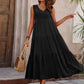 Women's Summer Solid Color And V-neck Layered Stitching Loose Dress