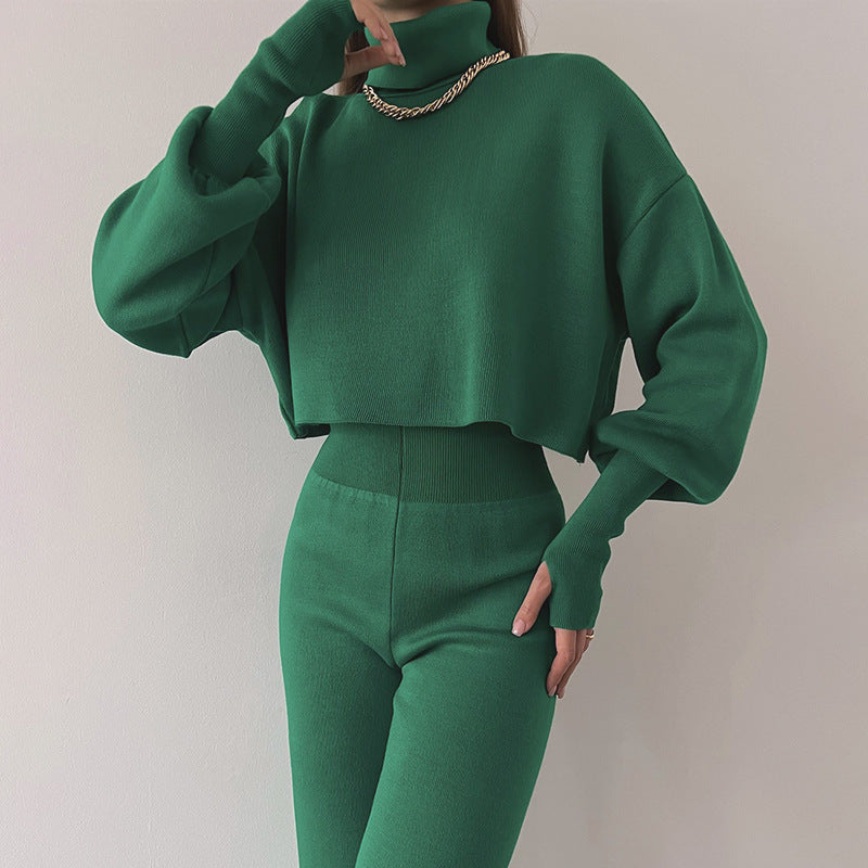 Ensemble haut ample à manches longues et col roulé pour femme, nouvelle collection européenne et américaine, mode décontractée, automne et hiver