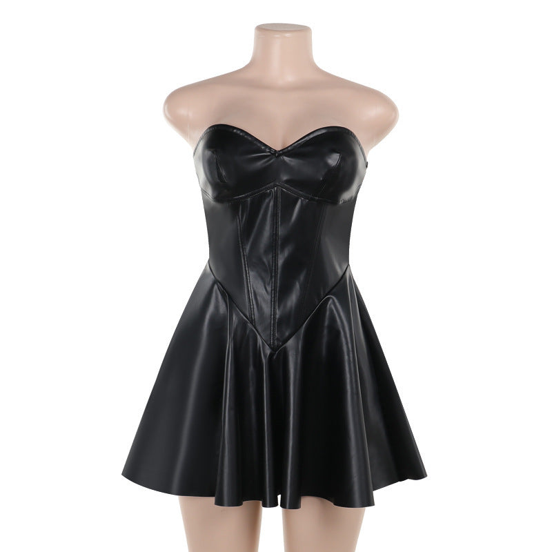 Robe tube slim en cuir pour femme, idéale pour l'été