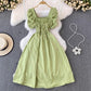 Bubblesleeve Squareneck Waistcinching Dress
