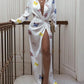 Women's Long Sleeved Print Dress With Slits