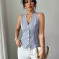 Temperament Striped Vest Sleeveless Cardigan Top