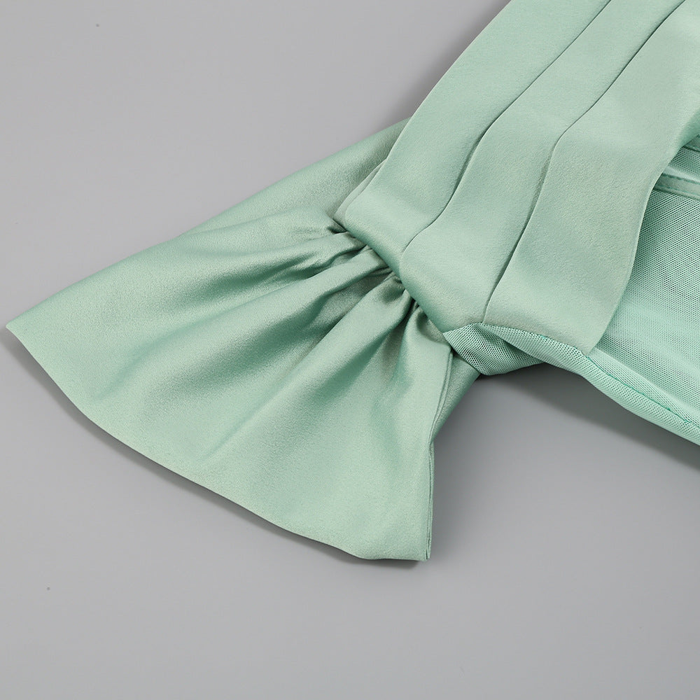 Women's Strapless Pleated Satin Dress