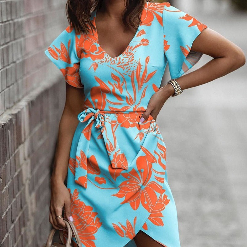 Robe imprimée mi-taille pour l'été