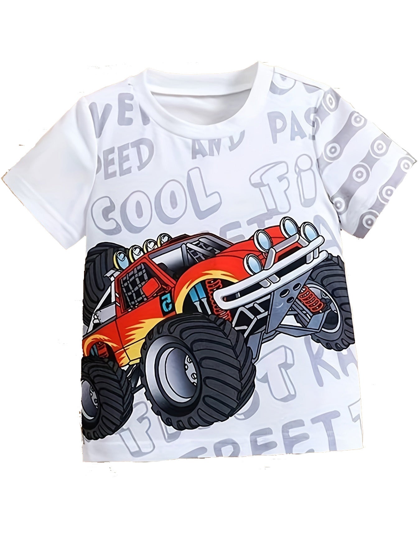 Fashion Children's Short-sleeved Cartoon Car Printing
