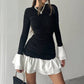 Women's Fashion Round Neck Long Sleeve Dress