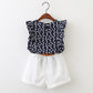 Girls Floral Sleeveless T-shirt + Shorts Set