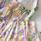 Dream Purple Print suspender Jumpsuit with ruffles