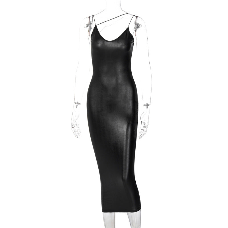 Leather suspender dress