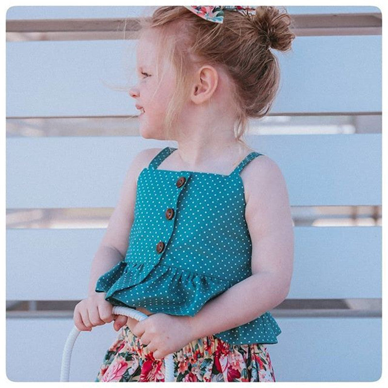 Two Piece Dress With Drawstring Top and Irregular Print