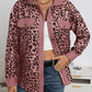 Fashion Leopard Print Corduroy Button Long Sleeve Coat For Women