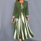 Geometric Print Plus Size Dress Long Sleeve Top Coat Long Skirt Two-piece Set