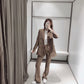 Solid Button Double-Breasted Blazer