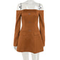 Fashionable Elegant Slim-fit Off-shoulder Bag Cover Long Sleeve Narrow Dress