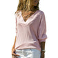 Solid Color V-neck Long-sleeved Knitted Sweater