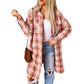 Women's Printed Checks Mid-length Shirt Coat