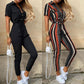 Lapel printed jumpsuit