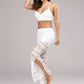 Summer Women Elegant Patchwork Sheer Pants Lace Trouser Pantalon Party Clubwear