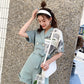 Printed jumpsuit wide-leg pants